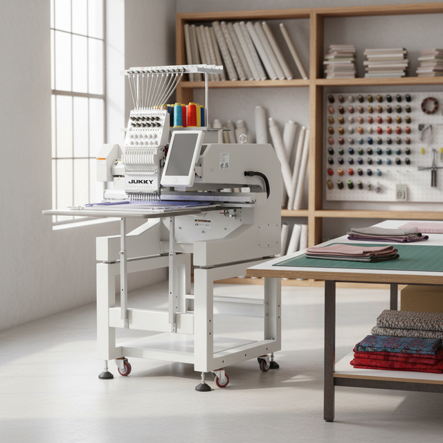 Jukky Brand Computerized Automatic Embroidery Sewing Machine Customized Single Head Cap Garments Pillow 12needles Good Price