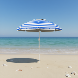 ร่มชายหาดกลางแจ้ง 9 ฟุต สีฟ้าขาวลายทาง สำหรับกันแดดในลานบ้าน สระว่ายน้ำ สวนหย่อม เพื่อการพักผ่อน - Product Image 2