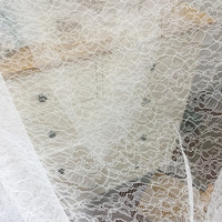 Blanc romantique creux fleur délicate robe de mariée bricolage accessoires maille Jacquard dentelle tissu
