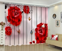 Dernière conception de luxe Rose fleur occultant imprimé en 3D occultant prêt à l'emploi fenêtre salon ensemble de rideaux