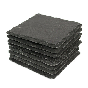 Wholesale Black Non-Slip Engraving Drink Slate Stone Bulk Coasters Set Square Blank Gift Box With Holder - Product Image 1