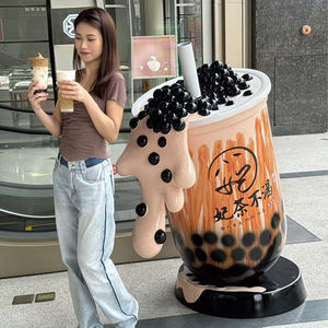 Directo de fábrica 1M Fibra de vidrio Boba Taza de té Escultura Resina <span class=keywords><strong>Gigante</strong></span> Taza de té de la leche Decoración de la tienda Modelo Patrón - Product Image 2