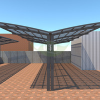 Fournisseur d'usine Hangmei - Auvents en aluminium pour deux voitures avec toit en polycarbonate massif