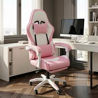 Chaise de jeu de course en cuir PU respirant rose avec repose-pieds, vente directe usine, petite commande d'essai