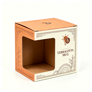 Boîtes pliantes en carton ondulé personnalisées avec logo OEM imprimé pour l'emballage de tasses à thé, mugs à café, avec fenêtre - Product Image 6