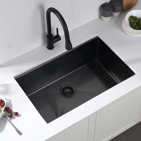 Évier de cuisine multifonctionnel en acier inoxydable 304 Nano noir fait à la main avec accessoires