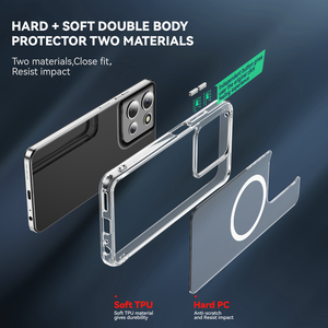 Nouvelle coque de téléphone <span class=keywords><strong>portable</strong></span> transparente en PC TPU avec anneau magnétique et bouton métallique indépendant pour Motorola/Moto G Series - Product Image 6