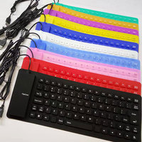 Keyboard Mini Lipat USB Berkabel Tahan Air untuk PC Notebook Laptop, Personalisasi Khusus, Nyaman, Silikon, Lipat