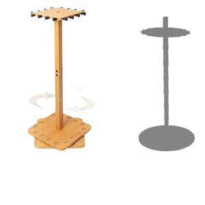 Support de canne à pêche en bois massif, rotation à 360 degrés, double usage, rangement et présentation, montage au sol, couleur naturelle - Product Image 5