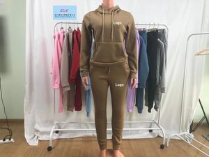 เซ็ตกางเกงสองชิ้นสำหรับผู้หญิงเซ็ต2ชิ้นเสื้อฮู้ดผ้าฟลีซกันหนาวแขนยาวเสื้อฮู้ดและกางเกงวอร์มสำหรับผู้หญิง - Product Image 4