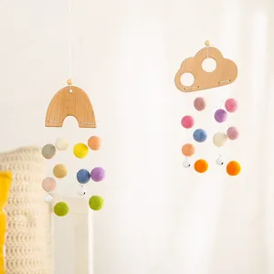 도매 다채로운 매달려 장난감 보육 침대 나무 아기 모바일 펠트 공