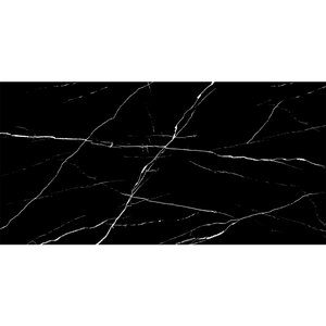 Murales de pared de azulejos en blanco y negro de 60x120, azulejos a cuadros en blanco y negro, zócalo negro mate brillante, azulejo de losa de porcelana pulida - Product Image 5