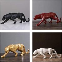Sculpture d'animal en fibre de verre de décoration moderne pour la maison Top Grace, statue de léopard en résine dorée grandeur nature