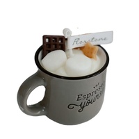 Bougie parfumée en tasse en céramique pour chocolat chaud d'hiver, bougie dessert avec boîte cadeau, impression personnalisée, emballage parfumé, souvenir de Noël