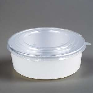 Contenedor desechable de aluminio de calidad alimentaria a precio mayorista, tazón de papel blanco para ensalada y sopa con tapa - Product Image 6