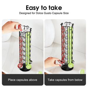 Support rotatif à 360° pour <span class=keywords><strong>capsules</strong></span> de café, en métal, pour <span class=keywords><strong>Dolce</strong></span> <span class=keywords><strong>Gusto</strong></span>, capacité de 32 <span class=keywords><strong>capsules</strong></span>, organisateur de rangement de cuisine de grande capacité - Product Image 3