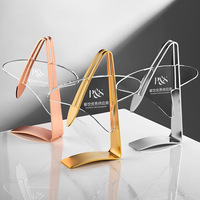 Récompense en cristal exclusive avec support métallique haut de gamme et verre transparent pour logo et texte d'entreprise – Récompense en verre cristal personnalisée