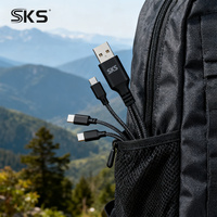 Cable de Carga Rápida PD de 60 W, 3 en 1, Cable de Datos Universal Trenzado de Nailon de 1 a 3 para Teléfonos y Tabletas Android con Tipo C y Micro USB