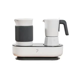 Seven & Me Dual Boiler mesin Espresso, Stovetop Moka Pot dengan busa susu pembuat Espresso Pot Moka