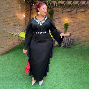 Robe longue à manches longues taille haute <span class=keywords><strong>pour</strong></span> femmes, style africain, grande taille, col en V, élégante, <span class=keywords><strong>pour</strong></span> le travail - Product Image 2