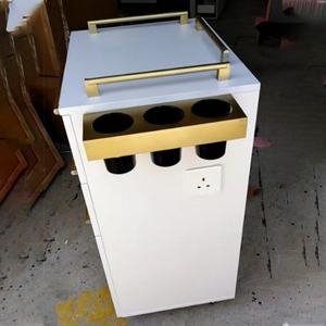 Modern Luxury White and Black <b>Hairdressing</b> Cart <b>Trolley</b> Metal Stainless Steel <b>Trolley</b> Cabinet - Product Image 3