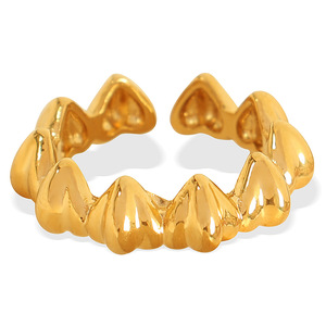 Geometric Irregular <b>Rings</b> For Women Gold Brass <b>Adjustable</b> 7mm Heart Shaped Party Jewelry - Product Image 5
