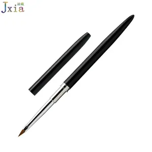 Jiexia tırnak malzemeleri siyah Metal kolu Mini 2 # kedi dil 3D üçgen Kolinsky saç akrilik tırnak resim fırçası