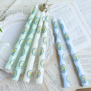 25cm European Printed Long Taper Smokeless <b>Candles</b> Romantic Decorative Stick <b>Candles</b> For Home Candlelight <b>Dinner</b> Wholesale - Product Image 1
