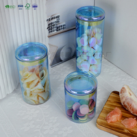 Ensemble de bocaux de rangement en verre irisé avec couvercle hermétique, contenants alimentaires empilables pour bonbons, biscuits et organisation de la cuisine