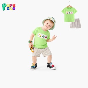 Puresun Toptan Günlük Karikatür Baskılı Erkek Çocuk Giyim Setleri %100 Pamuk Özel Aplike Çocuk Kıyafetleri - Product Image 3