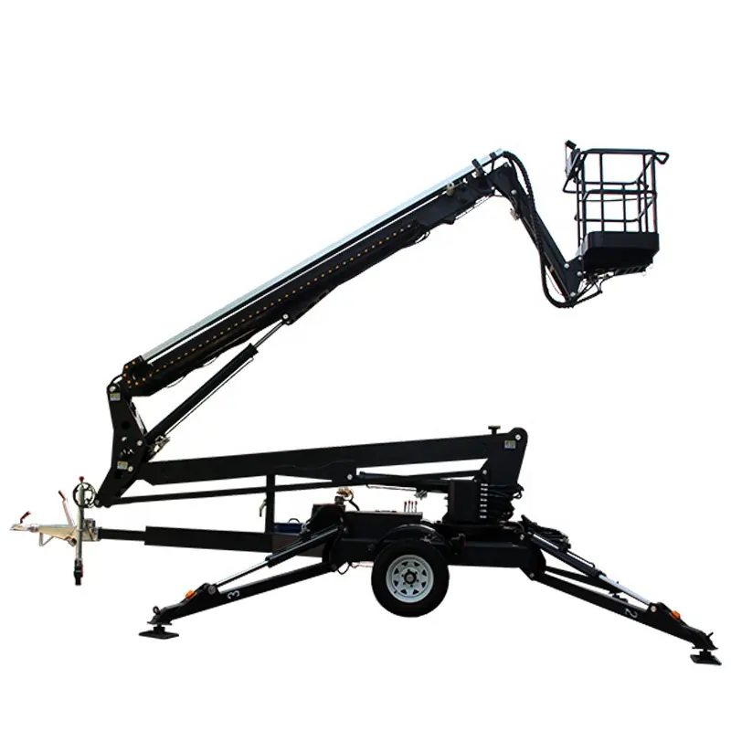 14M Dual Power Towable Spider Elektrische Dieselmotor Hydraulische Articulating Giek Lift Met Telescopische Arm