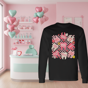 เสื้อยืดแขนยาวลายวาเลนไทน์น่ารักสำหรับทันตกรรม - Product Image 3