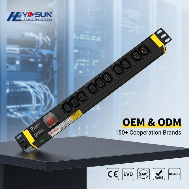 IEC C13 10 Way Rack Mount PDU Power Strip Black Power Distribution Unit with Switch for Data Center Telecom Room Server Rack