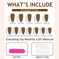EWomen's Spring Fresh Almond Design Ongles artificiels avec strass étincelant Press-On Nail Tips pour doigts