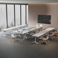 Bureau de jeu minimaliste en bois pour l'école, poste de travail exécutif, tables de formation modulaires pliables pour conférences