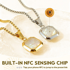Collier intelligent en or 18 carats avec fonction de <span class=keywords><strong>carte</strong></span> de membre NFC, puces NTAG216/215/213, pendentif en mica personnalisé activé par <span class=keywords><strong>le</strong></span> toucher - Product Image 4