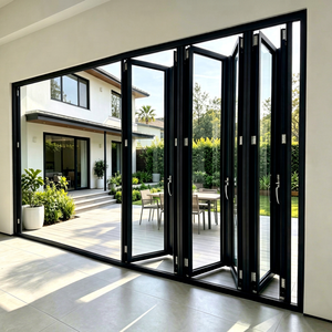 Système de porte coulissante pliante en aluminium et verre à rupture de pont thermique, étanche, gain de place, DEEZON, pour patio, villa et hôtel - Product Image 1