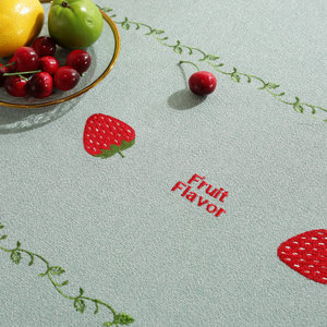 Khăn Trải Bàn Thêu Sợi Vải Lanh Và Cotton Mới 2022 Khăn Trải Bàn Trái Cây Ba Màu Dâu Tây Khăn Trải Bàn Ăn Bình Dị - Product Image 5