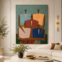 Peinture à l'huile abstraite sur toile, portrait pyramidal, cinq figures, style folk moderne, tunique, taille personnalisée, vente en gros directe usine