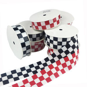 OKAY Custom 25mm Single Face White <span class=keywords><strong>Ribbon</strong></span> Racing Karierte Flagge Wärme übertragung Gros grain Bänder - Product Image 5