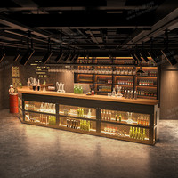 Comptoir de réception multifonctionnel en MDF de style industriel vintage Yimutang en forme de L, pour les bars, les restaurants, les cafés