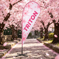 Drapeau à plumes personnalisé TRITON, OEM, taille et couleur personnalisées, drapeau publicitaire extérieur avec base