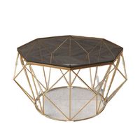 Table basse ronde minimaliste en verre trempé avec support métallique élancé, style nordique en fer forgé, pour salon familial
