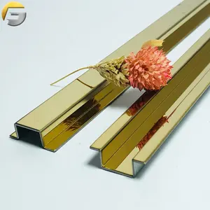 V0361 Professional Factory Kitchen Tile Decorative Profile Titanium Gold Mirror Stainless Steel Tile Trim