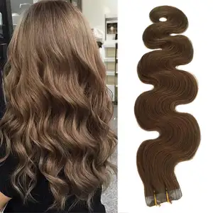 Hair Extension Human Hair Double Drawn Straight Brown Color 20" Raw Hair Tape Human In