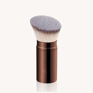 3 brochas de maquillaje telescópicas portátiles, brocha para colorete de viaje marrón dorado rosa, brocha para polvo con cubierta, herramientas de maquillaje - Product Image 4