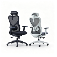 Chaise de bureau ergonomique à dossier haut en maille avec appui-tête réglable, support lombaire et base pivotante pour espace de travail commercial