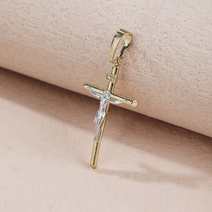 Toptan 14k & 18k altın kaplama hıristiyan dini İsa & haç çapraz kolye zirkon kadınlar erkekler için çocuk ankastre - Product Image 1