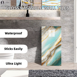 Autocollants muraux en mousse XPE imperméables, effet marbre géométrique moderne, brillants, autocollants, pelables et repositionnables, 1 an pour usage domestique - Product Image 2