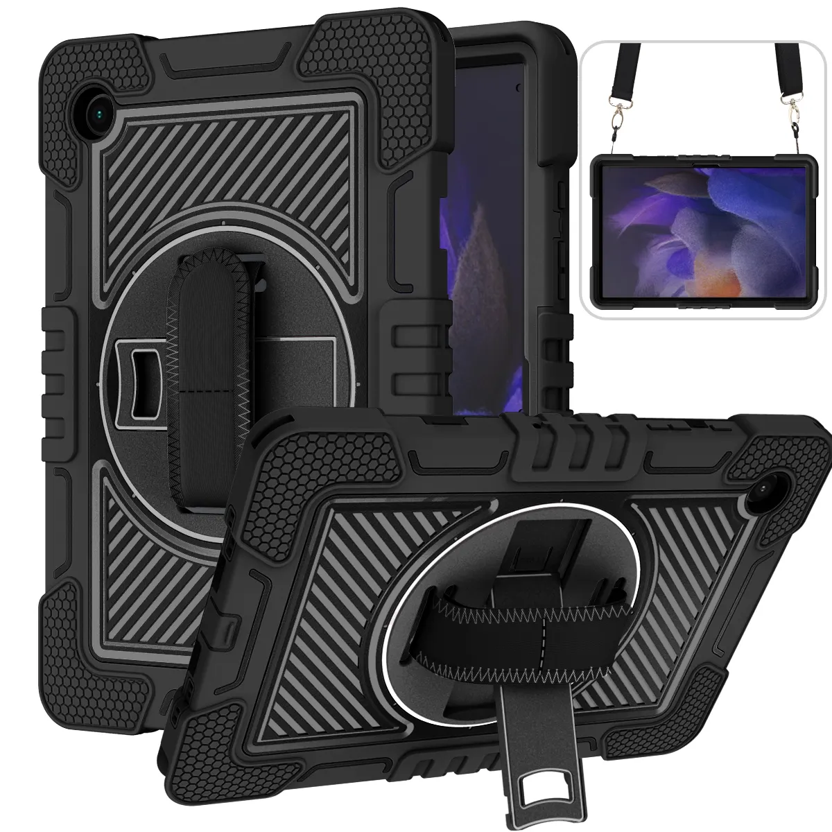 3 Lagen Tablet Case Met Voorkant Pc Frame Bescherming Voor Samsung A8 A9 Plus 360 Draaibare Kickstand Cover Voor Samsung S7 A7 Lite